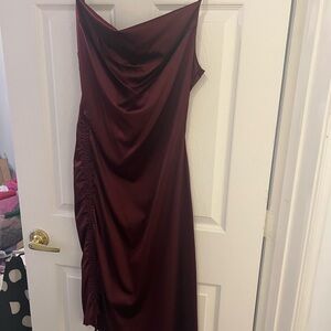 Elegant Burgundy Draped Dress